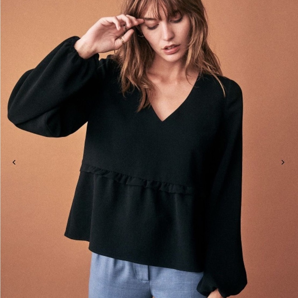 Sezane bianca blouse - size 40 black, like new!
